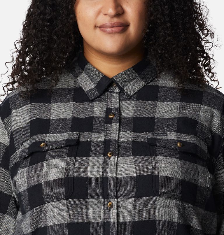 Women's Pine Street Stretch Flannel - Plus Size, Color: Black Twill, image 4