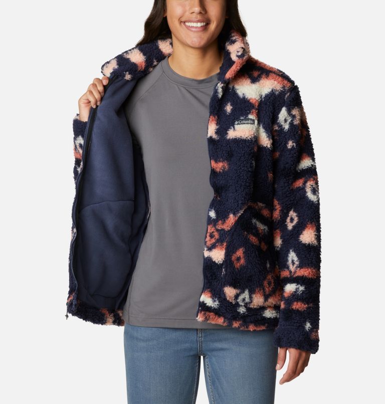 Women's Winter Pass Sherpa Full Zip Jacket, Color: Nocturnal Rocky Mt Print