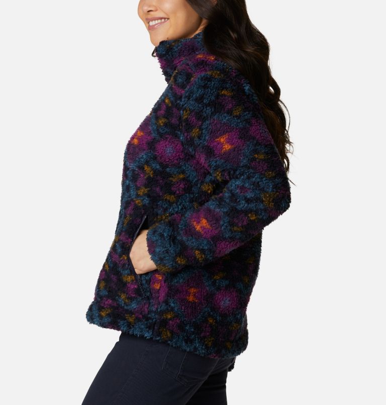 Manteau à fermeture éclair en Sherpa Winter Pass pour femme, Color: Plum Blanket Print, image 3