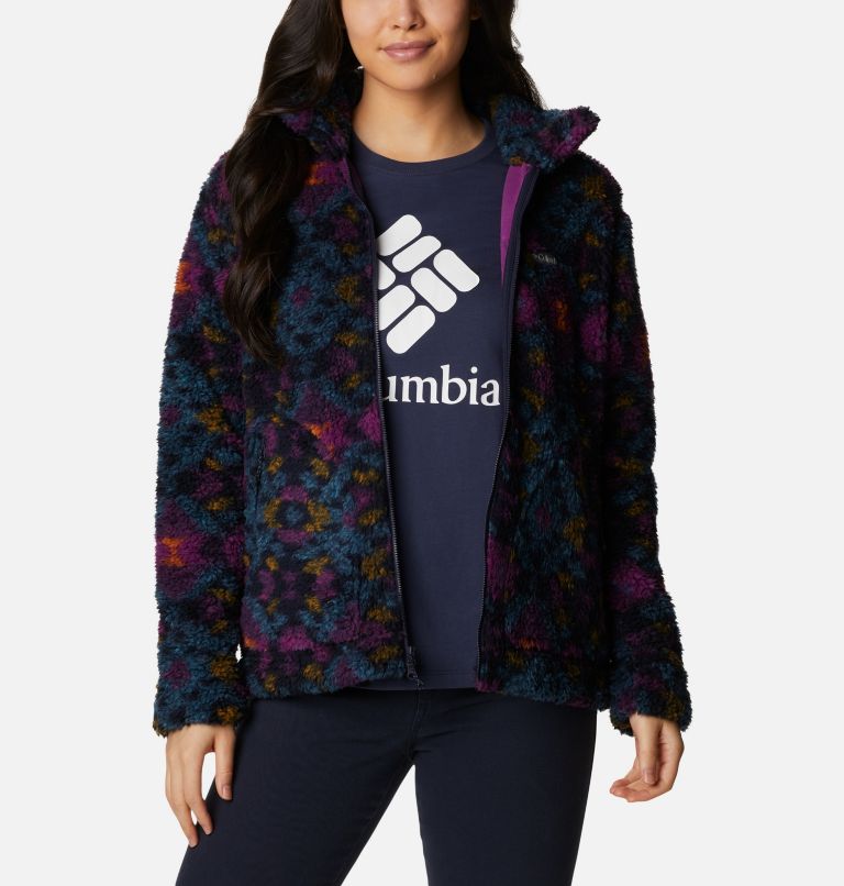 Manteau à fermeture éclair en Sherpa Winter Pass pour femme, Color: Plum Blanket Print, image 6