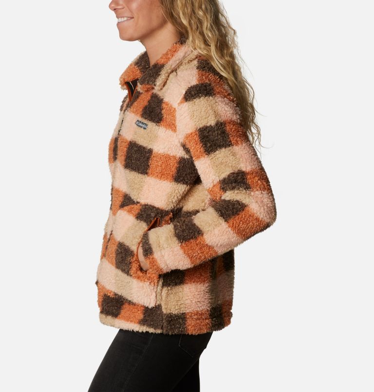 Thumbnail: Manteau à fermeture éclair en Sherpa Winter Pass pour femme, Color: Warm Copper Check Multi, image 3