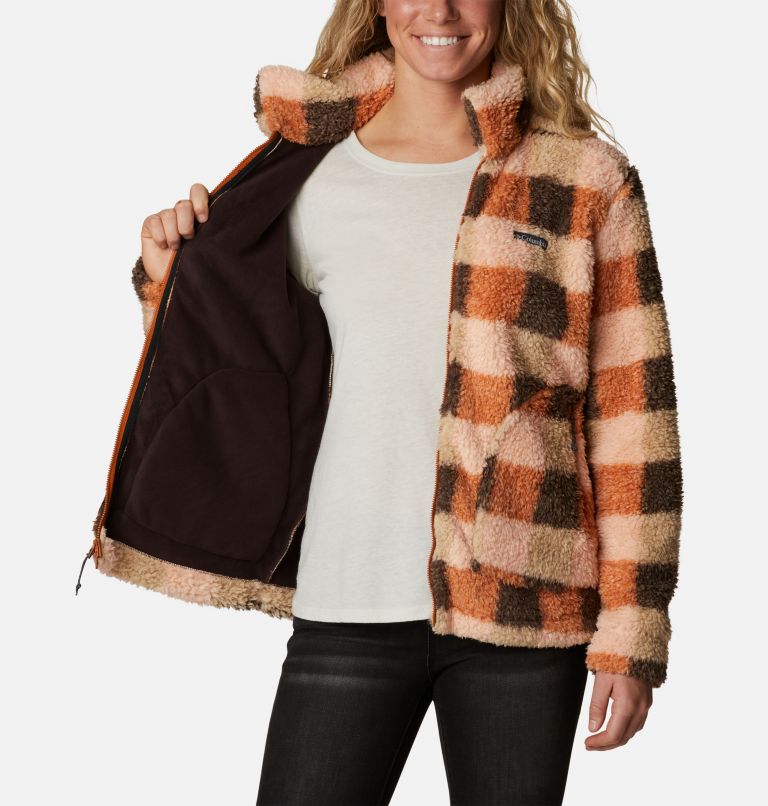 Thumbnail: Women's Winter Pass Sherpa Full Zip Jacket, Color: Warm Copper Check Multi, image 5