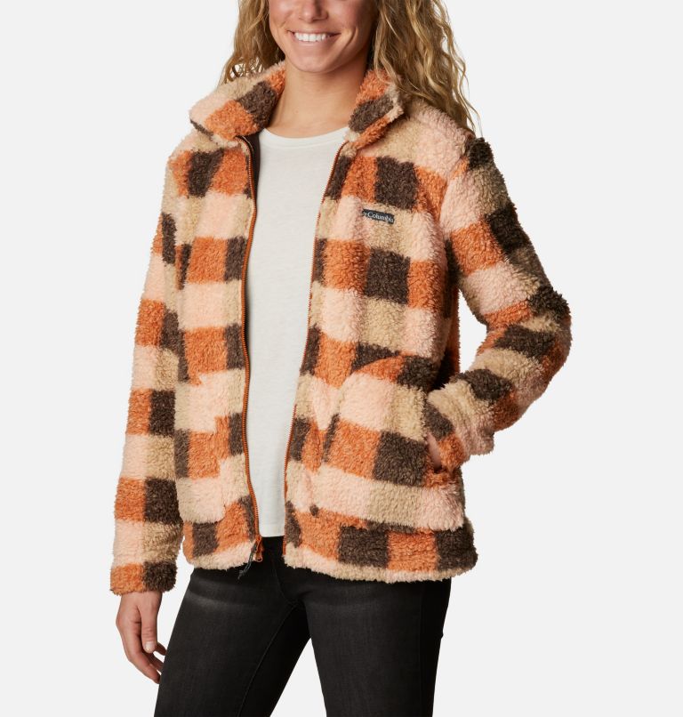Manteau à fermeture éclair en Sherpa Winter Pass pour femme, Color: Warm Copper Check Multi, image 6