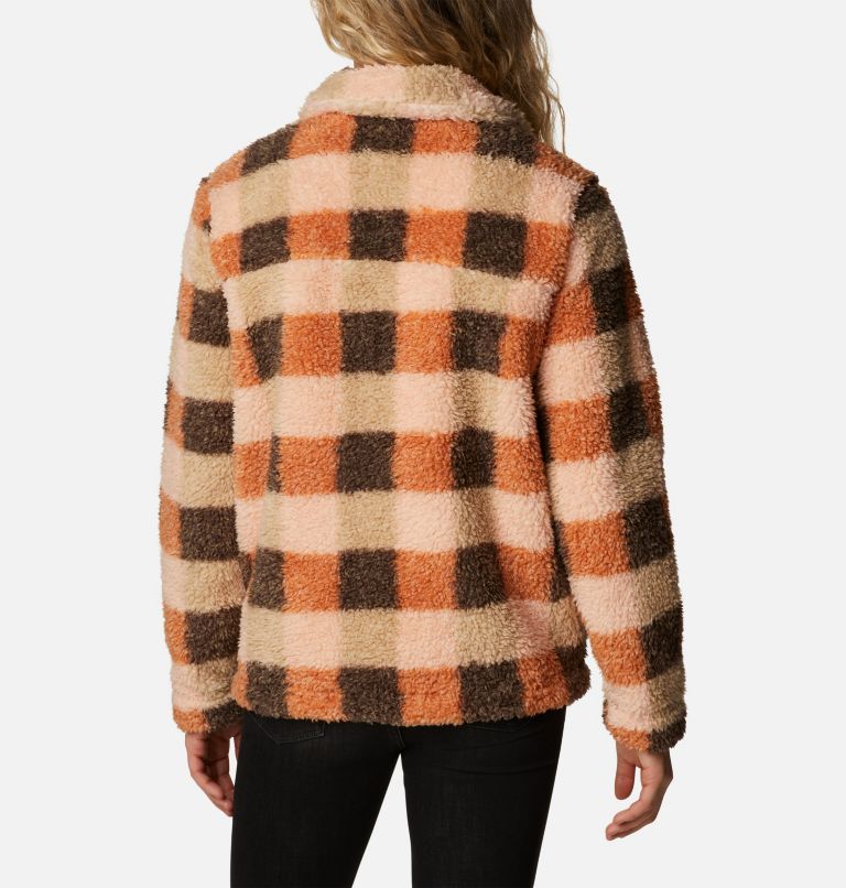 Manteau à fermeture éclair en Sherpa Winter Pass pour femme, Color: Warm Copper Check Multi, image 2