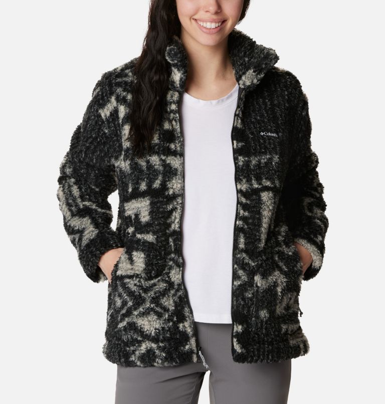 Women's Winter Pass Sherpa Jacket, Color: Black Passages, image 6