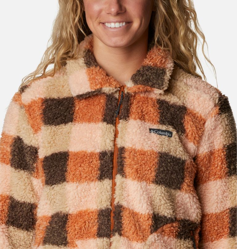 Women's Winter Pass Sherpa Jacket, Color: Warm Copper Check Multi, image 4
