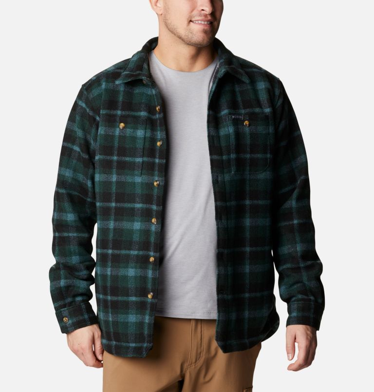 Men's Windward Rugged Shirt Jacket, Color: Spruce Stair Step Check, image 7