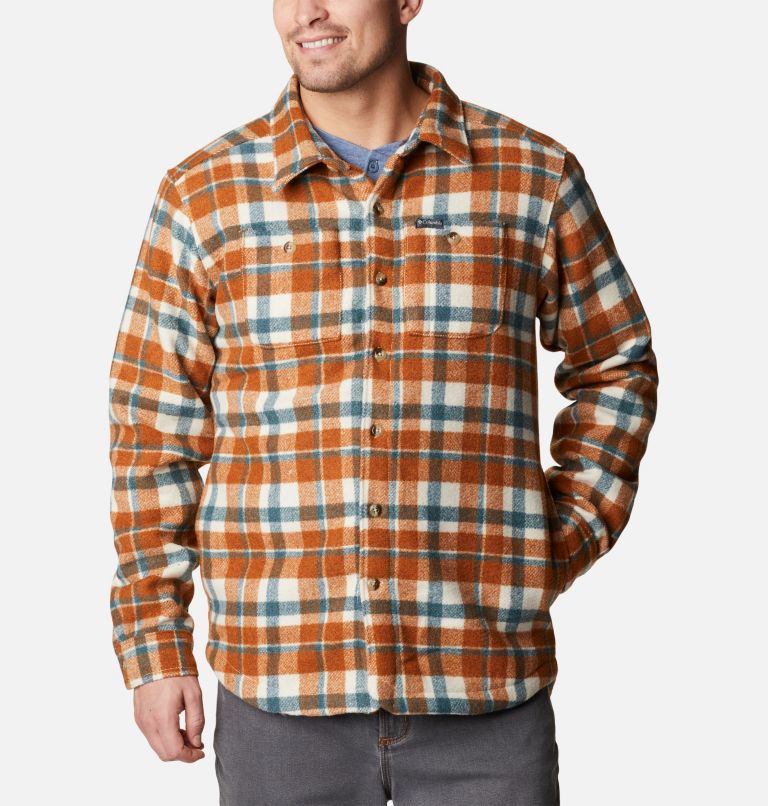 Men's Windward Rugged Shirt Jacket, Color: Warm Copper Stair Step Check, image 1