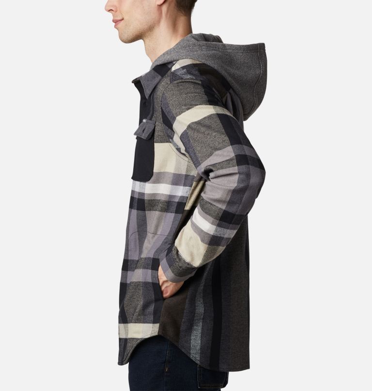 Men's Flare Gun Stretch Flannel Hoodie, Color: Black Tartan Plaid, image 3