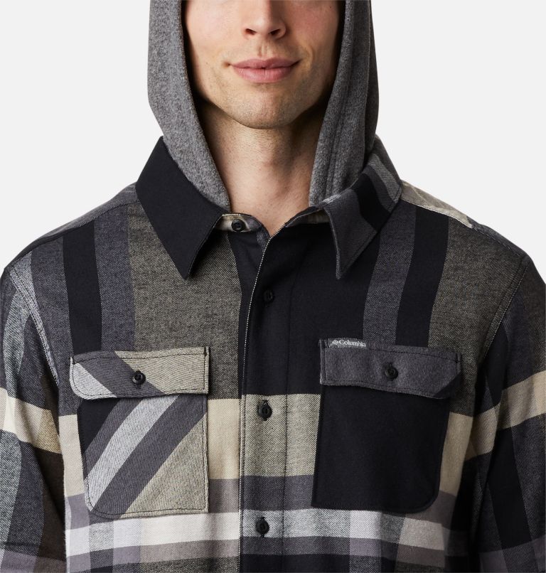 Men's Flare Gun Stretch Flannel Hoodie, Color: Black Tartan Plaid, image 4
