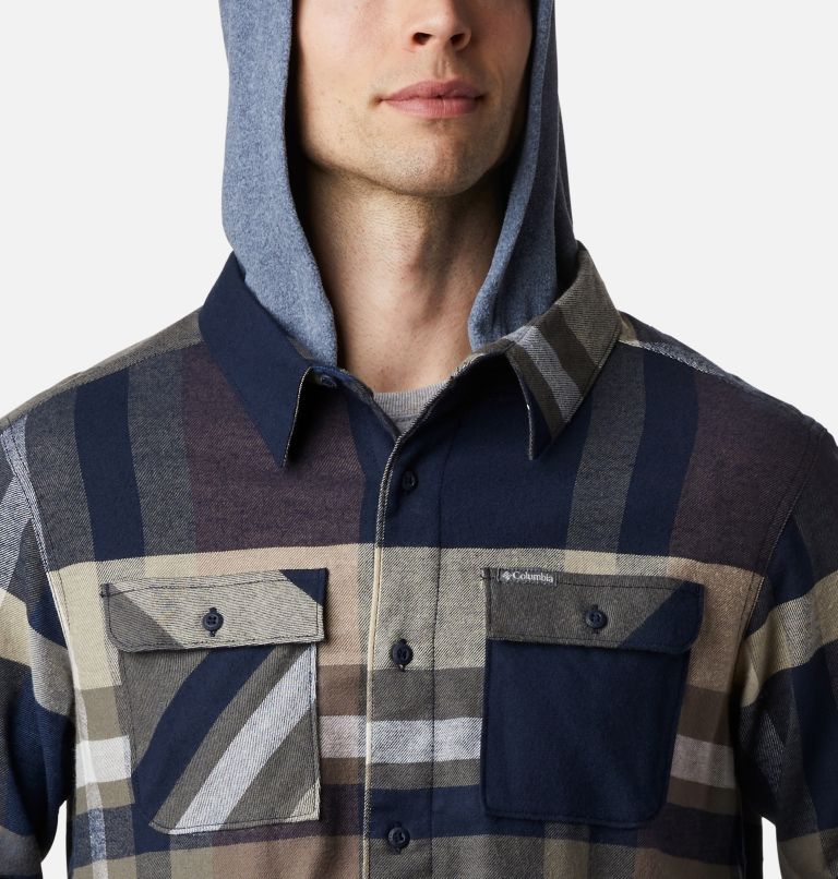 Chandail à capuchon en flanelle extensible Flare Gun pour homme, Color: Collegiate Navy Tartan Plaid, image 4