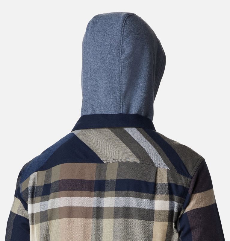 Chandail à capuchon en flanelle extensible Flare Gun pour homme, Color: Collegiate Navy Tartan Plaid, image 5