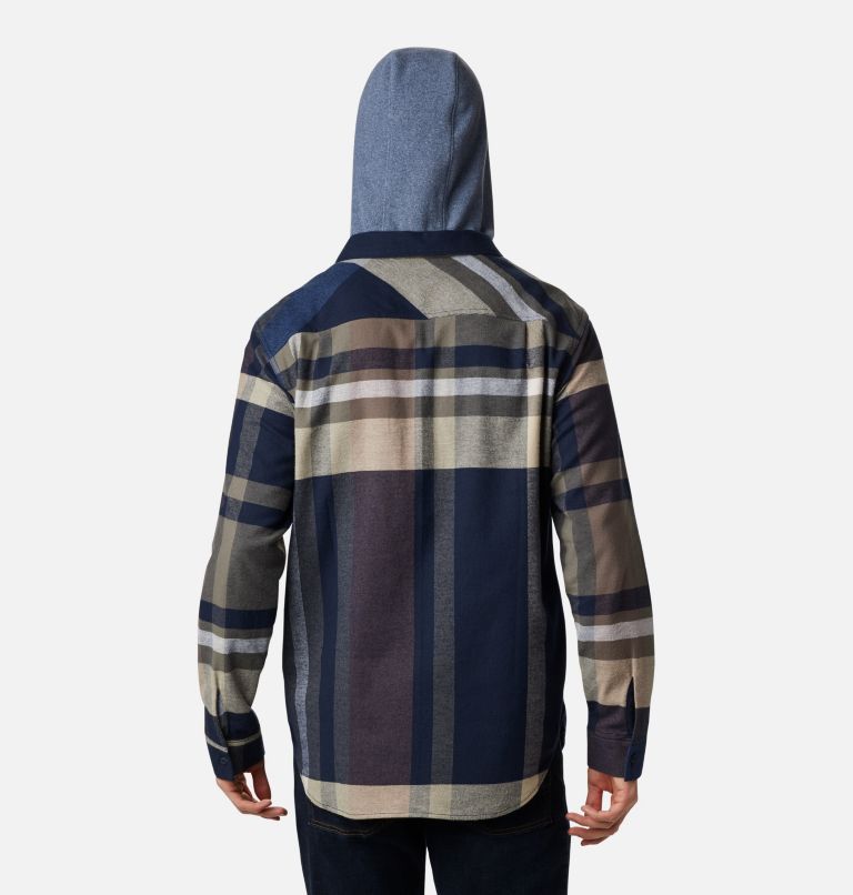 Chandail à capuchon en flanelle extensible Flare Gun pour homme, Color: Collegiate Navy Tartan Plaid, image 2