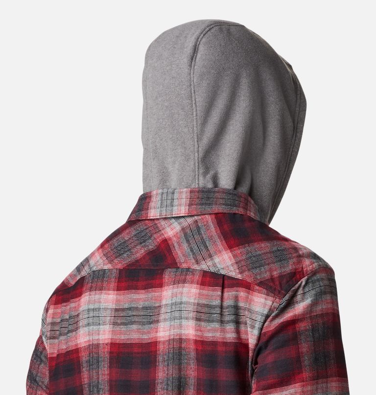 Men's Flare Gun Stretch Flannel Hoodie, Color: Mountain Red Ombre Plaid, image 5
