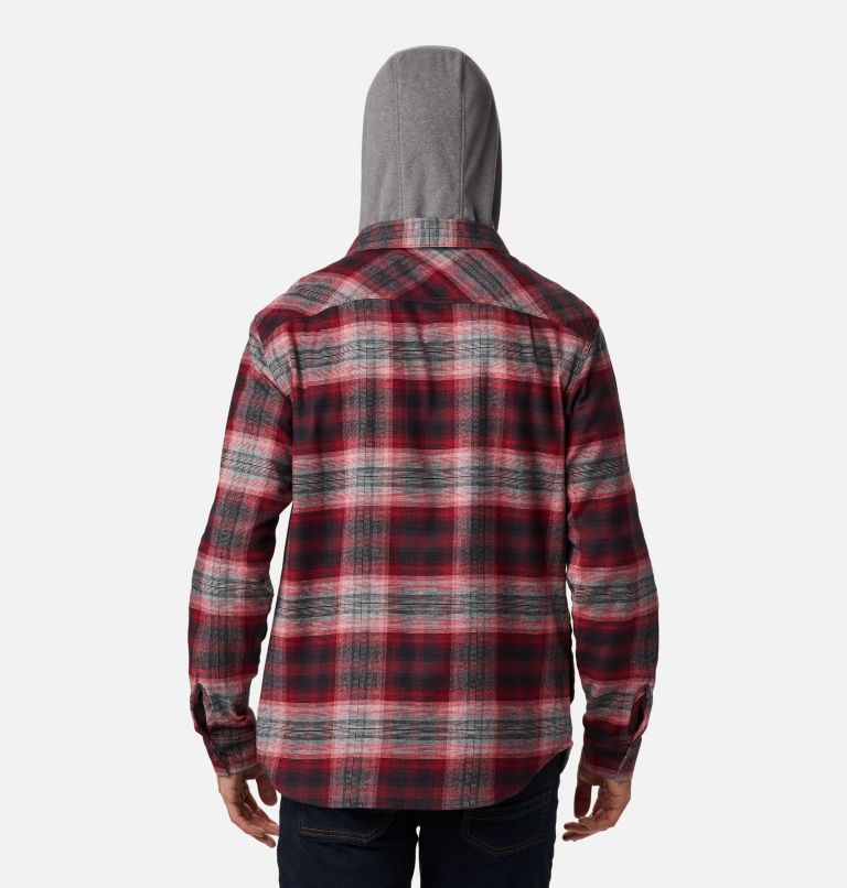 Men's Flare Gun Stretch Flannel Hoodie, Color: Mountain Red Ombre Plaid, image 2