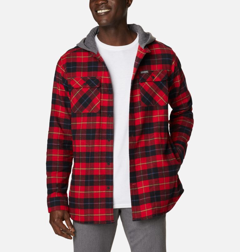 Thumbnail: Flare Gun Stretch Flannel Hoodie | 614 | S, Color: Mountain Red Buffalo Tartan, image 1