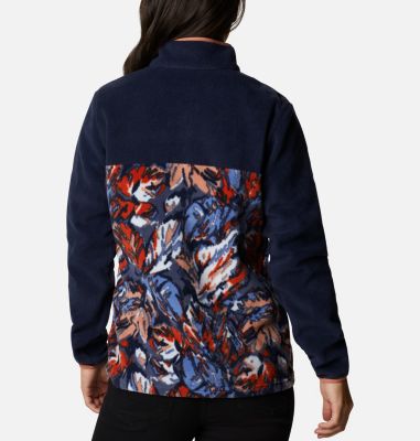 Pullover in pile con patta corta con bottoni a pressione Benton Springs da donna Benton Springs&trade; Printed 1/2 Snap | 473 | S, Dk Nocturnal, Nova Pink Leafscape Print, back