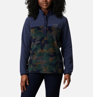 Pullover in pile con patta corta con bottoni a pressione Benton Springs da donna Benton Springs&trade; Printed 1/2 Snap | 473 | S, Dark Nocturnal Camo, front