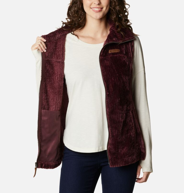Women’s Fire Side Sherpa Gilet, Color: Malbec Stripe, image 5