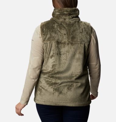 Women's Fire Side&trade; Sherpa Vest - Plus Size Fire Side&trade; Sherpa Vest | 397 | 2X, Stone Green Stripe, back