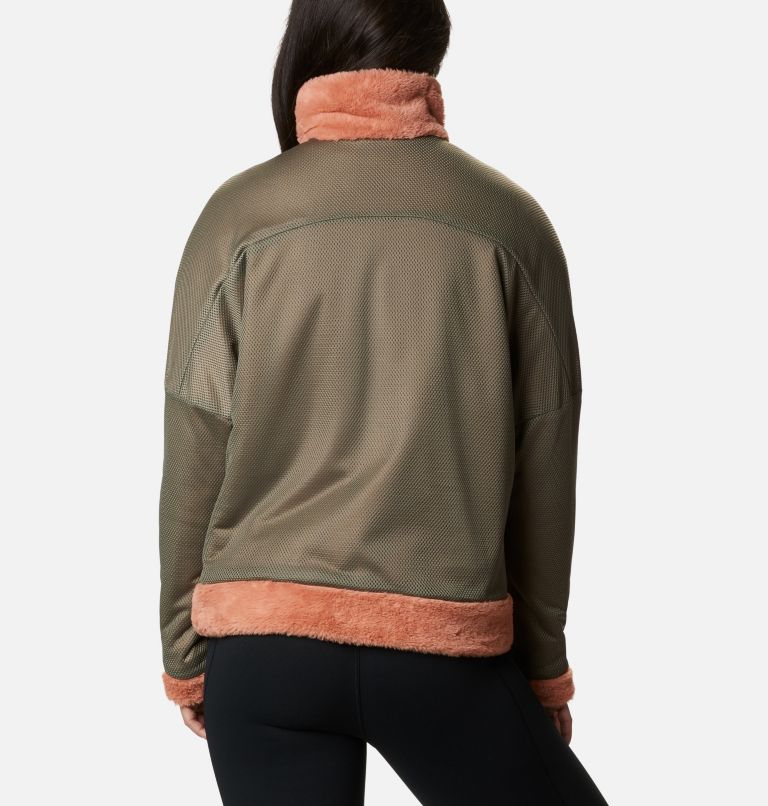 Women's Bundle Up Fleecec Jacket, Color: Nova Pink, Stone Green, image 7