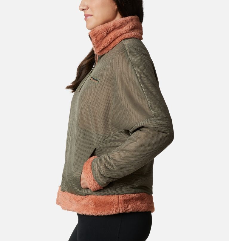 Women's Bundle Up Fleecec Jacket, Color: Nova Pink, Stone Green, image 8