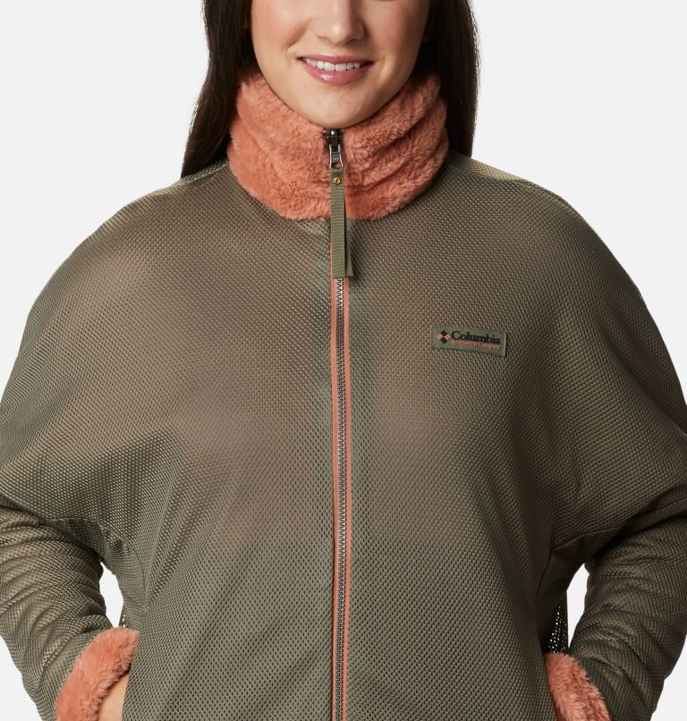 Women's Bundle Up Fleecec Jacket, Color: Nova Pink, Stone Green, image 9