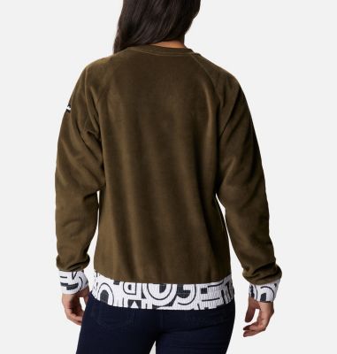 Haut ras-du-cou en polaire Exploration&trade; femme Exploration&trade; Fleece Crew | 319 | L, Olive Green, White Typo Print, back