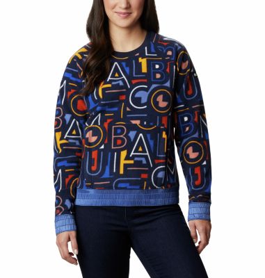 Haut ras-du-cou en polaire Exploration&trade; femme Exploration&trade; Fleece Crew | 319 | L, Dark Nocturnal, Multi Typo Print, front