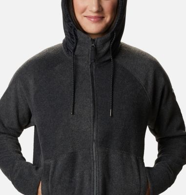 black hooded fleece jacket women's