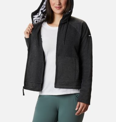 black hooded fleece jacket women's