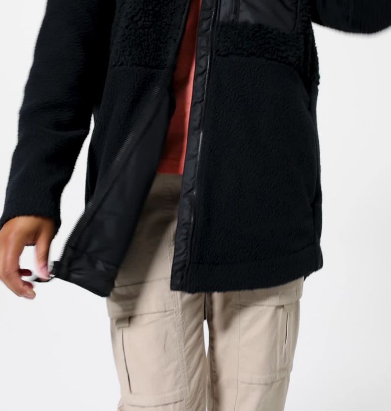 Forro polar sherpa largo Columbia Lodge para mujer, Color: Black