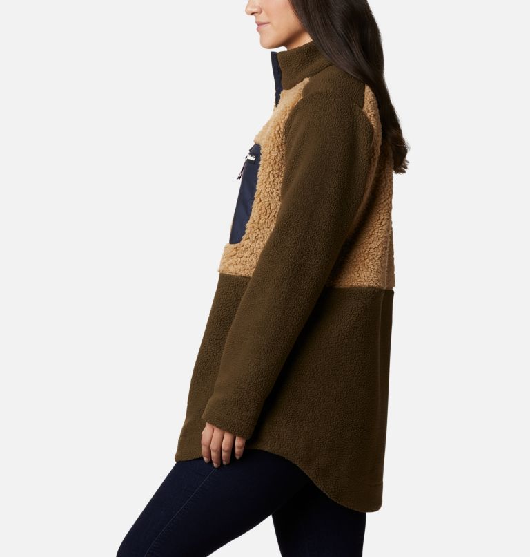 Women's Columbia Lodge Sherpa Long Fleece Jacket, Color: Olive Green, Beech, image 3