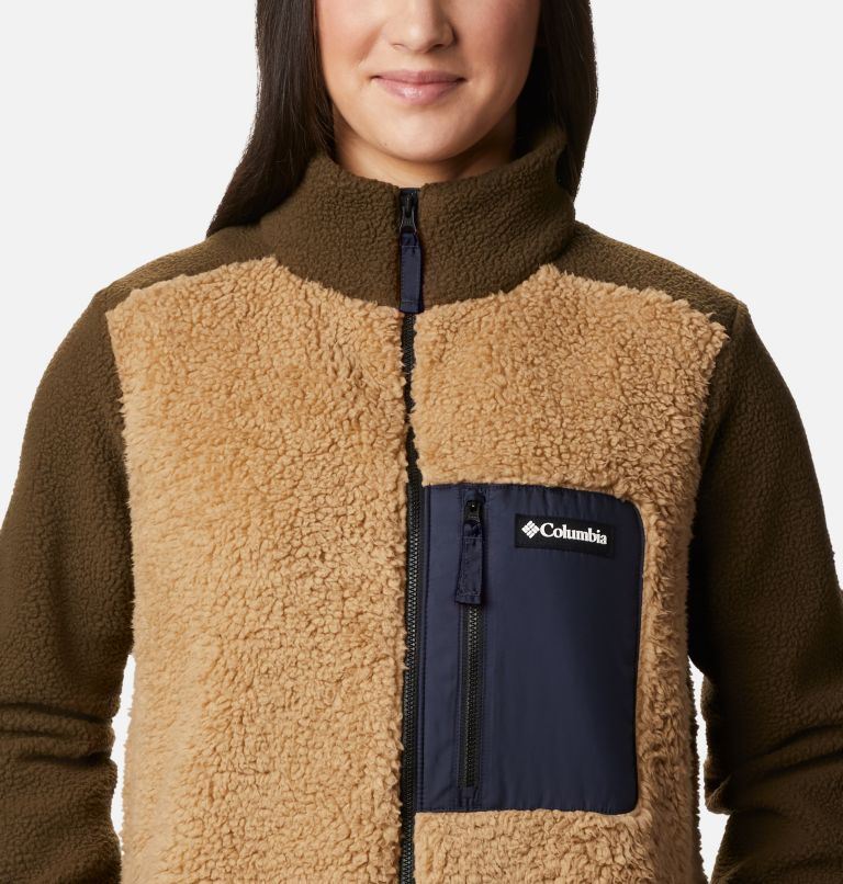 Women's Columbia Lodge Sherpa Long Fleece Jacket, Color: Olive Green, Beech, image 4