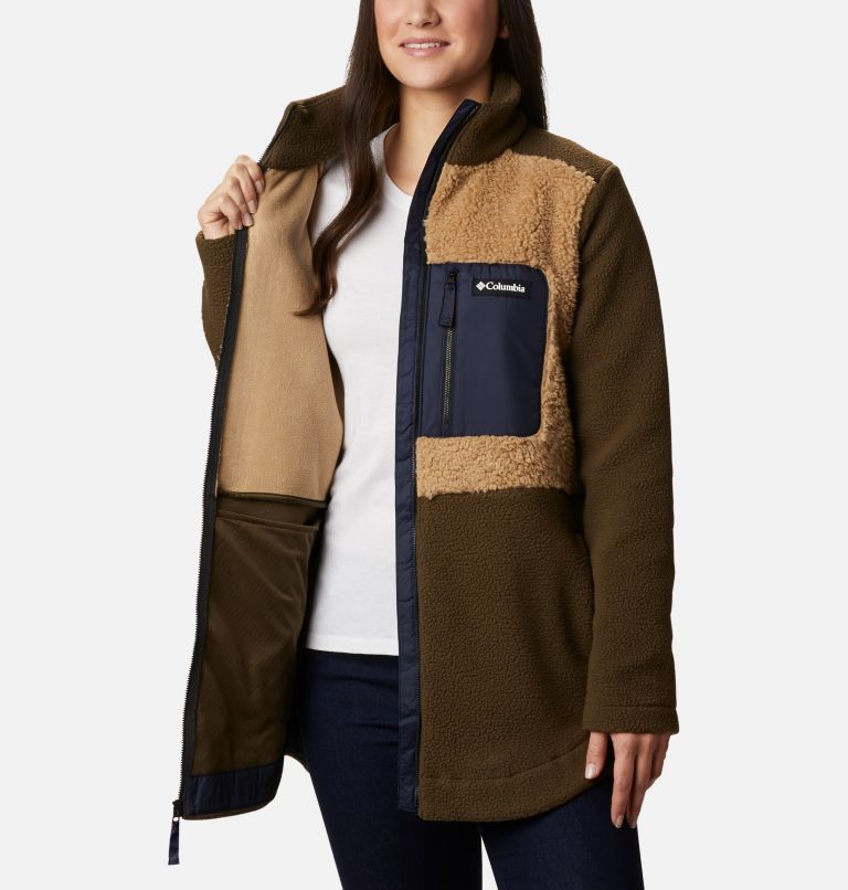 Women's Columbia Lodge Sherpa Long Fleece Jacket, Color: Olive Green, Beech, image 5