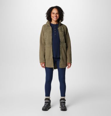 Chaqueta de forro polar sherpa Columbia Lodge para mujer, Color: Stone Green, image 3