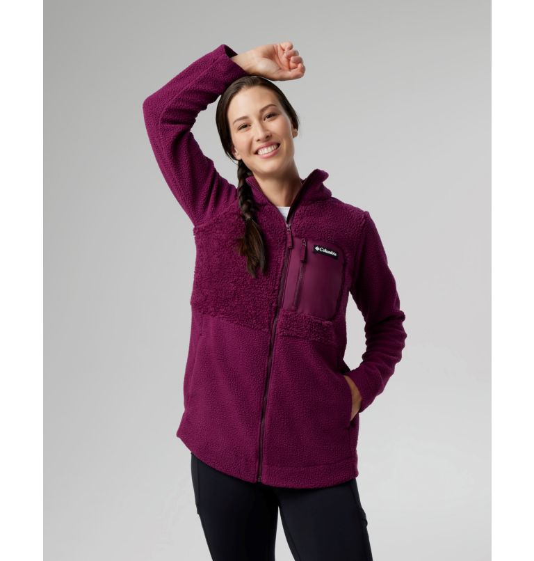 Women's Columbia Lodge Sherpa Full Zip Fleece, Color: Marionberry, image 8