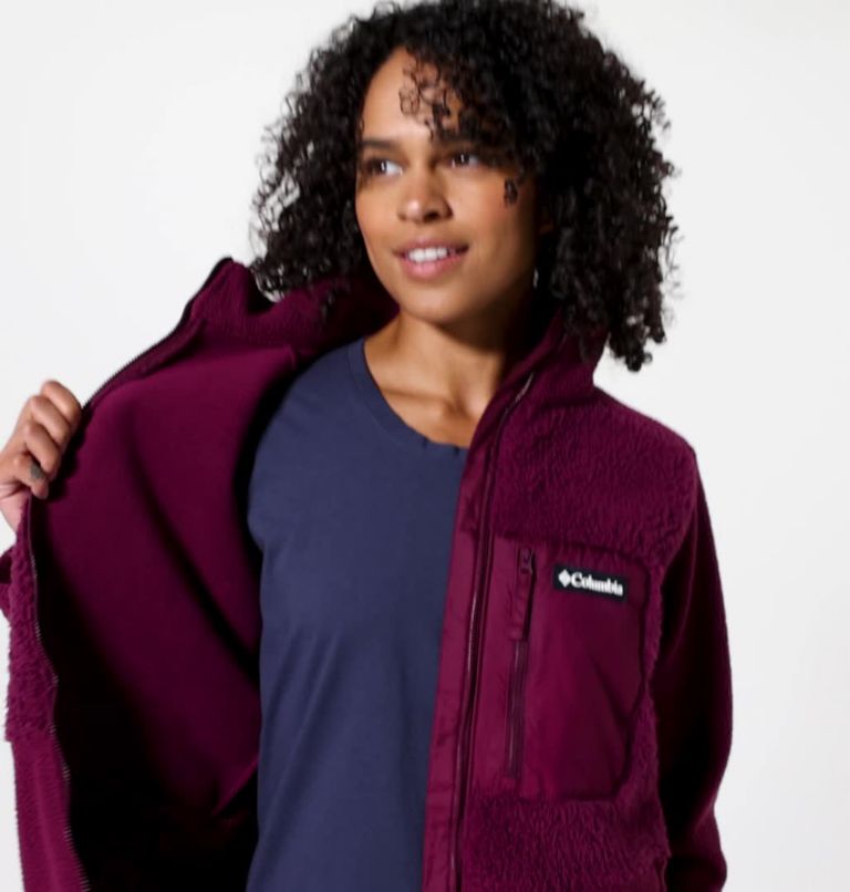 Women's Columbia Lodge Sherpa Full Zip Fleece, Color: Marionberry