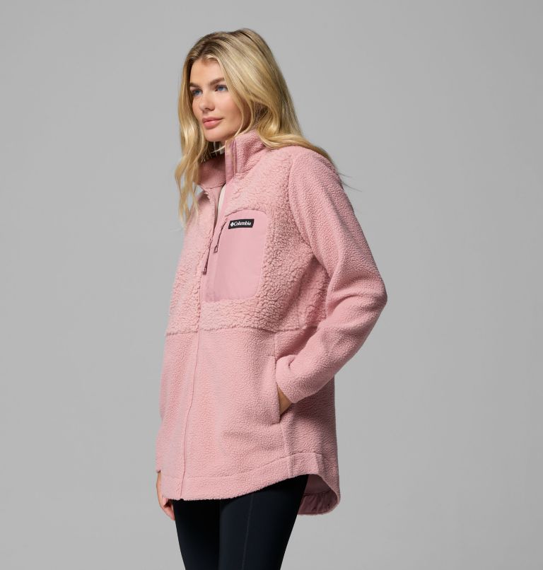Women's Columbia Lodge Sherpa Full Zip Fleece Jacket, Color: Eraser Pink, image 4