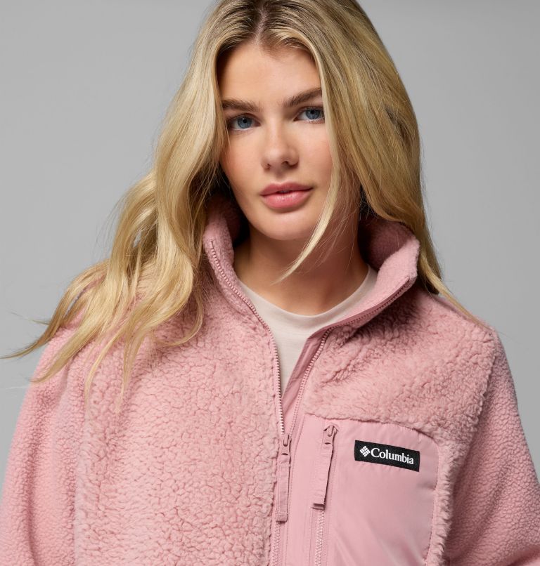 Women's Columbia Lodge Sherpa Full Zip Fleece Jacket, Color: Eraser Pink, image 6