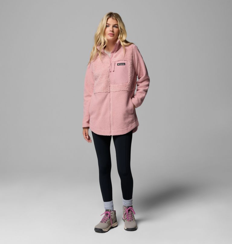 Women's Columbia Lodge Sherpa Full Zip Fleece Jacket, Color: Eraser Pink, image 2