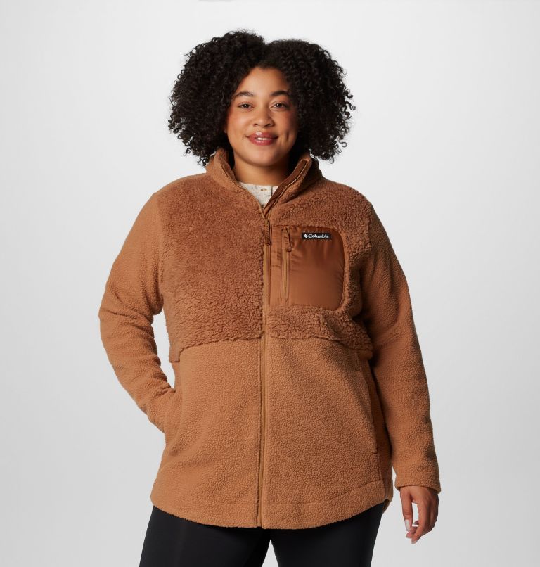 Women's Columbia Lodge Sherpa Full Zip Fleece Jacket - Plus Size, Color: Camel Brown, image 6
