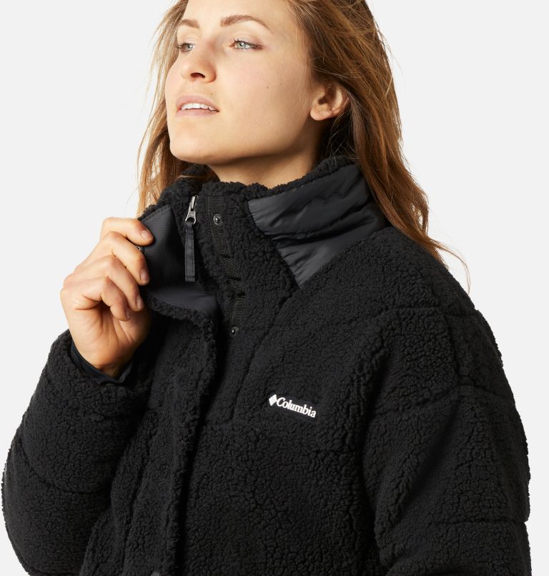 Women's Columbia Lodge Baffled Sherpa Fleece Jacket, Color: Black, image 4