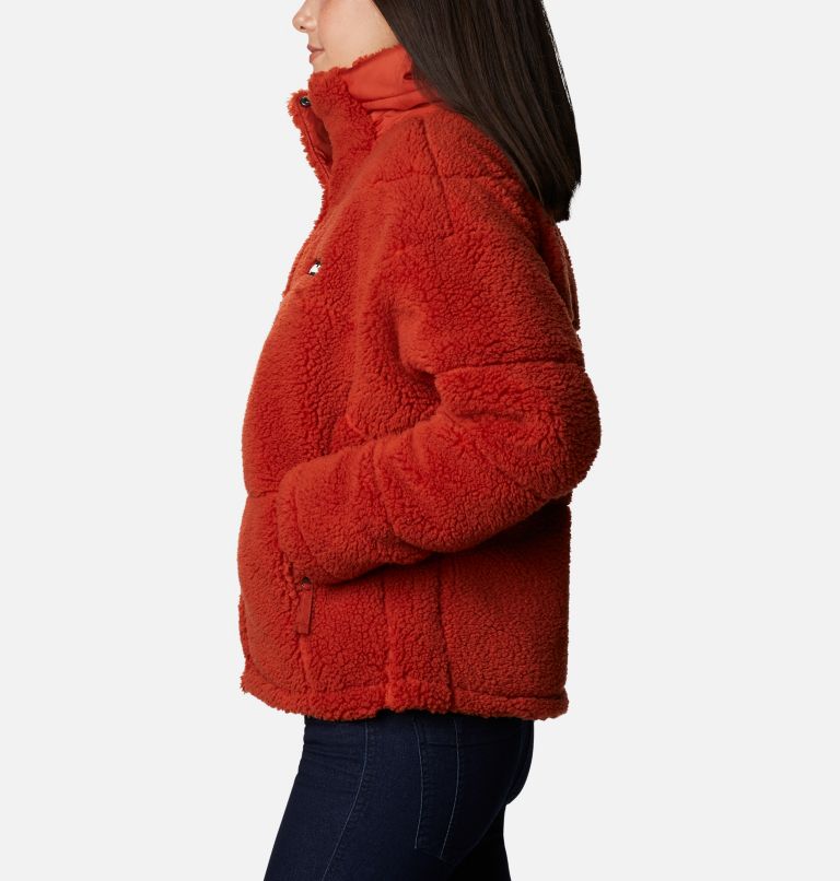 Columbia Lodge Baffled sherpa jacket in burgundy Exclusive at ASOS