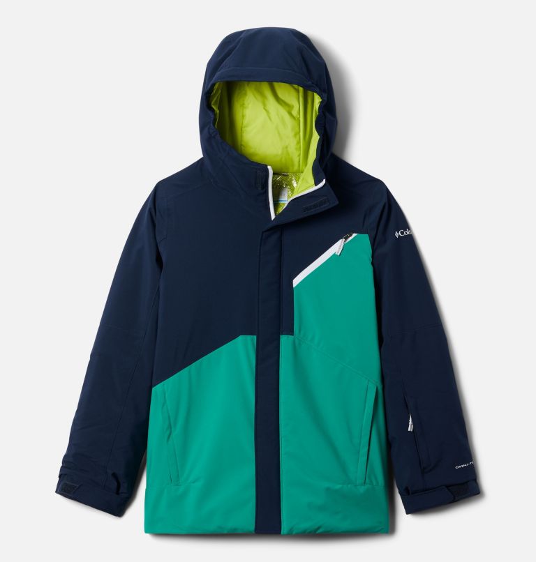 Boys' Winter District Jacket, Color: Collegiate Navy, Bright Emerald