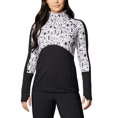 Women's Winter Power Quarter Zip Knit Shirt Winter Power&trade; 1/4 Zip Knit | 307 | L, Black, White Typo Print, front
