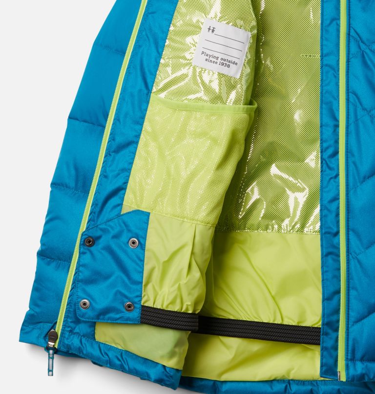 Girls' Winter Powder Quilted Ski Jacket, Color: Fjord Blue, Fjord Blue Sheen, image 3