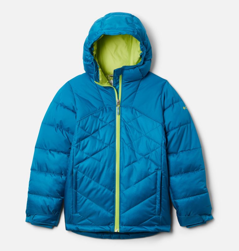 Thumbnail: Girls' Winter Powder Quilted Ski Jacket, Color: Fjord Blue, Fjord Blue Sheen, image 1