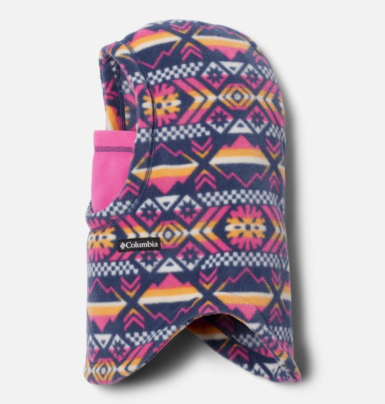 Thumbnail: Youth Frosty Trail Balaclava, Color: Sunset Peach Checkered Peaks, Pink Ice, image 1