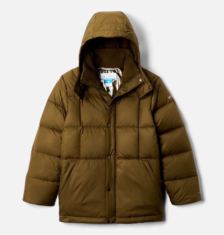 Boys' Forest Park Down Hooded Puffy Jacket, Color: New Olive Ripstop